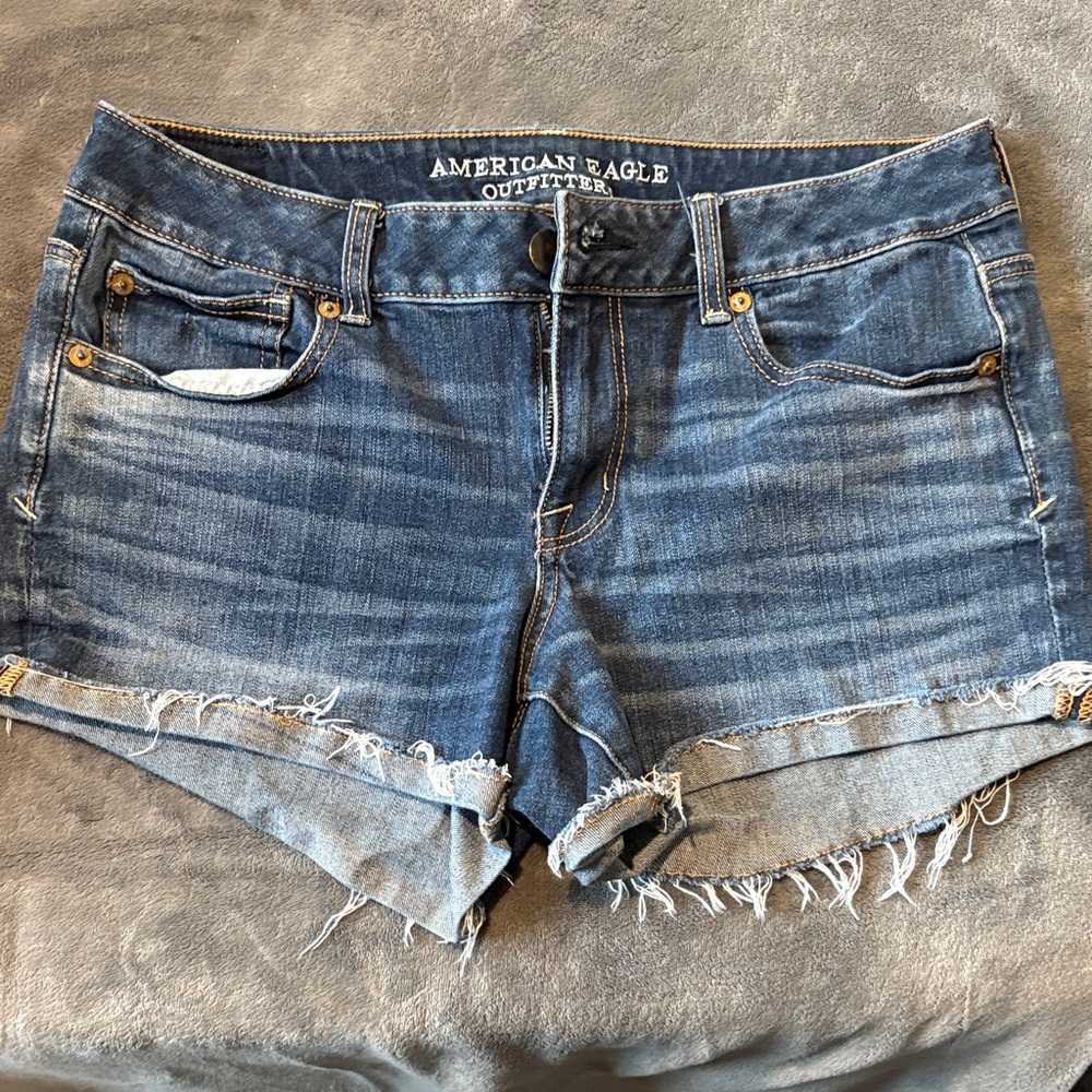 American Eagle Outfitters Distressed Blue Denim Shorts